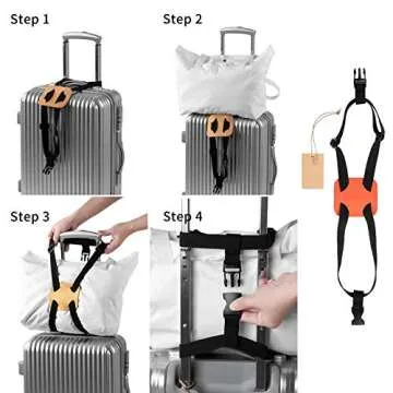 Luggage Straps ， Luggage add a Bag Strap，Travel Must Haves High Elastic Suitcase Adjustable Belt Bag Bungees with Buckles (Orange)