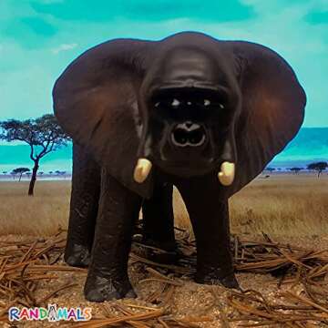 Randimals Elephant Figurine Toy Gorilla Face 5", Premium Hard Rubber Animal Action Figure Toy, Hybrid Friend Encourages Adventure & Imagination