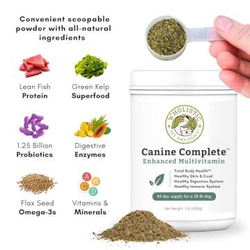 Wholistic Pet Organics Canine Complete Dog Multivitamin - 1 Lb - Nutrient-Rich Dog Vitamins and Supplements - Dog Multivitamin Powder for Immune System, Skin, Coat & Overall Health