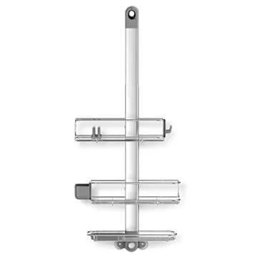 simplehuman Adjustable and Extendable Shower Caddy Large, Stainless Steel and Anodized Aluminum