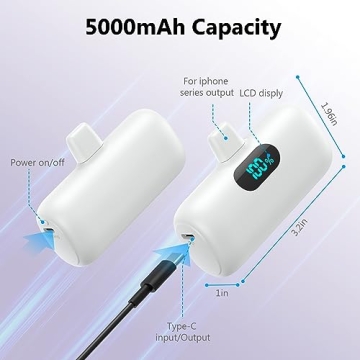 Mini Portable Charger 5000mAh Fast PD Charging LCD Display