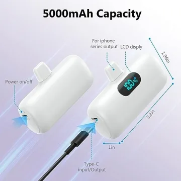 Mini Portable Charger 5000mAh Fast PD Charging LCD Display