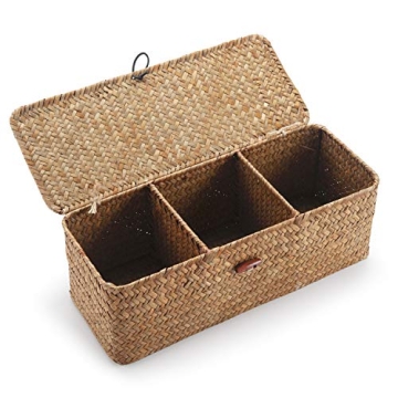Stylish Seagrass Storage Basket with Lid for Home Organization