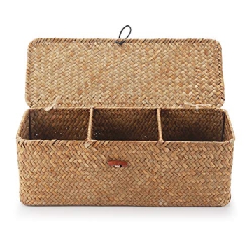 Stylish Seagrass Storage Basket with Lid for Home Organization