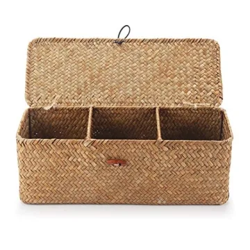 Stylish Seagrass Storage Basket with Lid for Home Organization