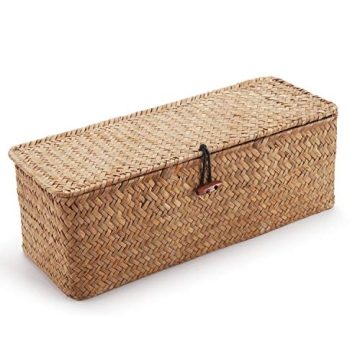 Stylish Seagrass Storage Basket with Lid for Home Organization