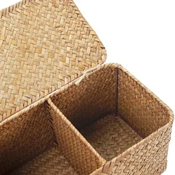 Stylish Seagrass Storage Basket with Lid for Home Organization