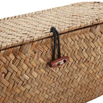 Stylish Seagrass Storage Basket with Lid for Home Organization