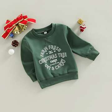 MoZiKQin Toddler Baby Christmas Outfit Girl Boy Crewneck Sweatshirt Letter Print Long Sleeve Sweater...