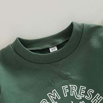 MoZiKQin Toddler Baby Christmas Outfit Girl Boy Crewneck Sweatshirt Letter Print Long Sleeve Sweater Shirt Fall Clothes (Christmas Tree Farm-Green,3-4T)