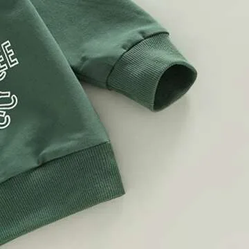 MoZiKQin Toddler Baby Christmas Outfit Girl Boy Crewneck Sweatshirt Letter Print Long Sleeve Sweater Shirt Fall Clothes (Christmas Tree Farm-Green,3-4T)