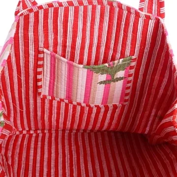 KLAVATE Women 100% Cotton Quilted Shoulder Bag Tote Bag Beach Casual Work Bag Women Large Capacity Bags for Shopping (DESIGN 13)