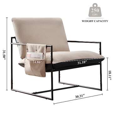 jonpony Sling Accent Chair for Living Room Bedroom Reading Office Modern Design Metal Frame Armchair...