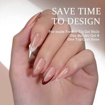 BTArtboxnails XCOATTIPS Press on Nails - French Tip Press on Nails, Medium Almond Nail Tips False Na...