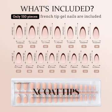 BTArtboxnails XCOATTIPS Press on Nails - French Tip Press on Nails, Medium Almond Nail Tips False Nails, Skin Tones Soft Gel Nails, Soak Off Acrylic Fake Nails Valentines Day Gift