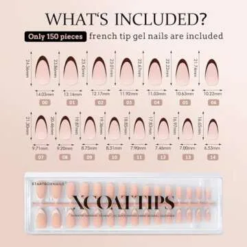 BTArtboxnails XCOATTIPS Press on Nails - French Tip Press on Nails, Medium Almond Nail Tips False Nails, Skin Tones Soft Gel Nails, Soak Off Acrylic Fake Nails Valentines Day Gift
