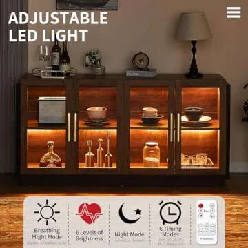 Shop Modern LUXOAK Sideboard Buffet Cabinet with LED