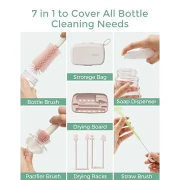 Momcozy Bottle Brush Set - 7 in 1 Cleaning Kit for Babies