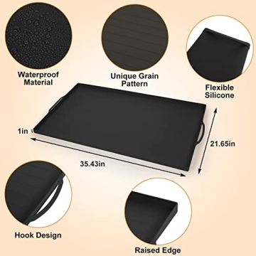 WADEO 36" Silicone Griddle Mat for Blackstone, Blackstone Griddle Accessories, Heavy Duty Food Grade Silicone Grill Mat, All Season BBQ Grill Mat for Blackstone Protector Outdoor (36 Inch - Black)