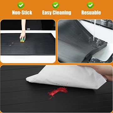WADEO 36" Silicone Griddle Mat for Blackstone, Blackstone Griddle Accessories, Heavy Duty Food Grade Silicone Grill Mat, All Season BBQ Grill Mat for Blackstone Protector Outdoor (36 Inch - Black)