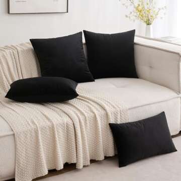MIULEE Pack of 2 Velvet Pillow Covers Decorative Square Pillowcase Soft Solid Cushion Case for Sofa Bedroom Car 26 x 26 Inch Black