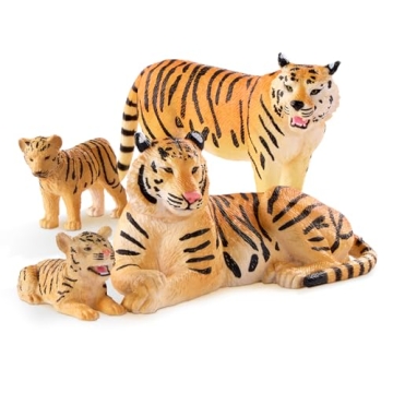 Terra by Battat 4 pc Tiger Family Set - Realistic Animal Figurines for Kids