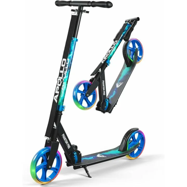 APOLLO Adult Scooter - Folding Kick Scooter for Teens and Adults Weighing up to 220 lbs. Foldable, with Big Wheels (XXL), and an LED Light-Up Wheel Option