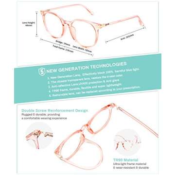 Gaoye Blue Light Blocking Glasses, Retro Round Eyewear Frame Anti Eyestrain Computer Glasses for Wom...