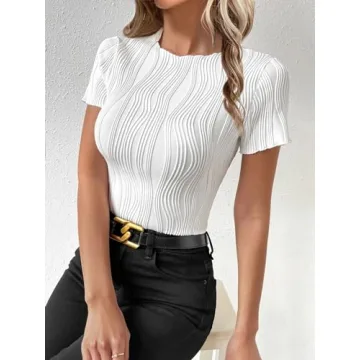 Stylish EVALESS Women's Short Sleeve T Shirts for Summer