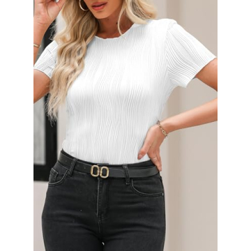 Stylish EVALESS Women's Short Sleeve T Shirts for Summer