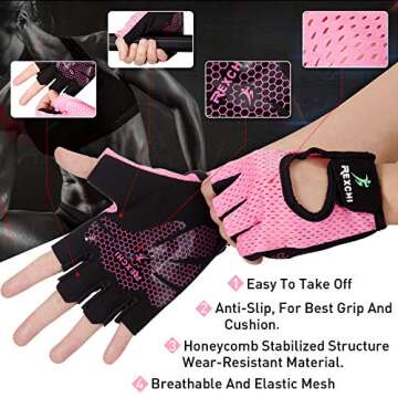 Geyoga Workout Gloves, 2 Pairs Exercise Gloves for Men and Women, Breathable Training Gloves for Gym, Fitness, Biking, Pull up, Cycling (Black, Pink, Small)