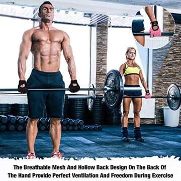 Geyoga Workout Gloves, 2 Pairs Exercise Gloves for Men and Women, Breathable Training Gloves for Gym, Fitness, Biking, Pull up, Cycling (Black, Pink, Small)