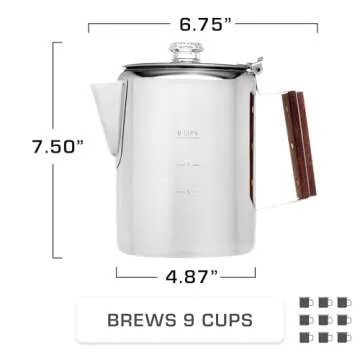 COLETTI Bozeman Coffee Pot No Aluminum Plastic 9 Cup