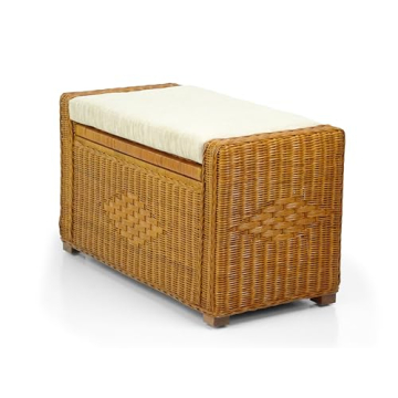 Bruno Rattan Wicker Chest 32 Inch Ottoman with Cushion