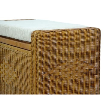 Bruno Rattan Wicker Chest 32 Inch Ottoman with Cushion