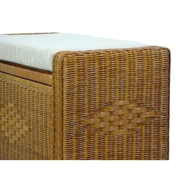 Bruno Rattan Wicker Chest 32 Inch Ottoman with Cushion