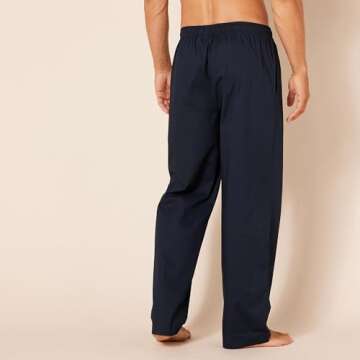 Amazon Essentials Men's Straight-Fit Woven Pajama Pant, Navy, Large