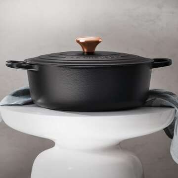 Le Creuset Signature 6.75-quart Round Wide Dutch Oven with Copper Knob (Licorice)