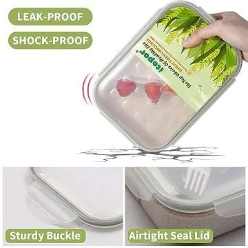 Itopor® Ideal Leak-Proof Bento Box for Kids,Wheat Fiber Materials Lunch Box Kids,Microwave & Dishwasher Safe Bento Box Adult,Durable BPA-Free Lunch Containers with Utensils(White 1300ml)