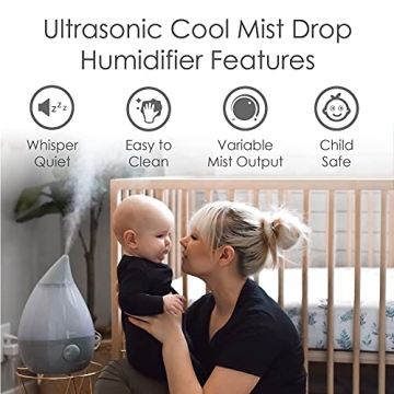 Crane Ultrasonic Cool Mist Humidifier for Bedroom and Nursery