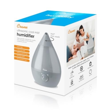 Crane Ultrasonic Cool Mist Humidifier for Bedroom and Nursery