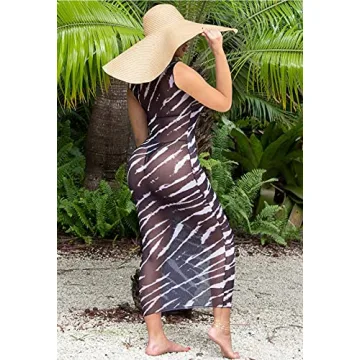 Bluewolfsea Women's Mesh Zebra Cover Up Dress for Summer