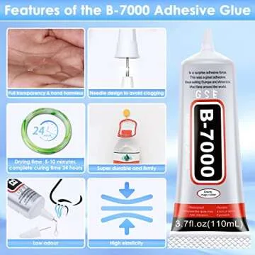 B7000 Rhinestones Glue for Crafts, 110ML Glue of Diamond Jewelry 3.7fl.oz Clear B-7000 Super Jewelry Glue Transparent Industrial Adhesive for Fabric Phone Repair Jewelery Making Crystal Gem