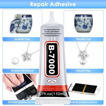 B7000 Rhinestones Glue for Crafts, 110ML Glue of Diamond Jewelry 3.7fl.oz Clear B-7000 Super Jewelry Glue Transparent Industrial Adhesive for Fabric Phone Repair Jewelery Making Crystal Gem