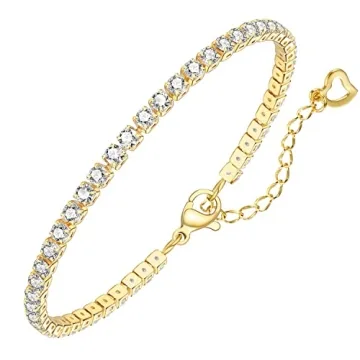 Jewlpire Gold Bracelet for Women - Dainty 18K Real Gold Plated Bracelets Jewelry for Women Tennis Ch...