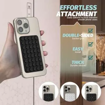 Orzero (2 PCS) Double Sided 40 Grain Silicone Suction Cups Phone Mount Compatible for All iPhone and Android Cellphones, Hands-Free Strong Grip Holder for Selfies and Videos (Black, White)