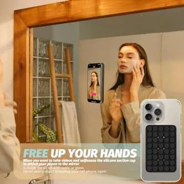 Orzero (2 PCS) Double Sided 40 Grain Silicone Suction Cups Phone Mount Compatible for All iPhone and Android Cellphones, Hands-Free Strong Grip Holder for Selfies and Videos (Black, White)