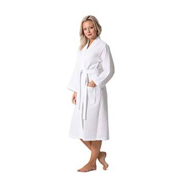 Turkish Linen Waffle Knit Lightweight Kimono Robe for Women