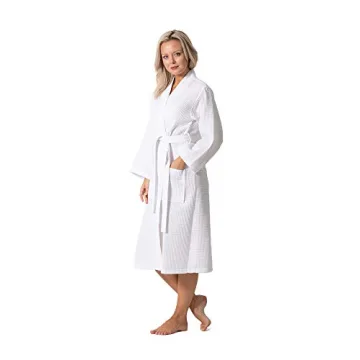 Turkish Linen Waffle Knit Lightweight Kimono Robe for Women