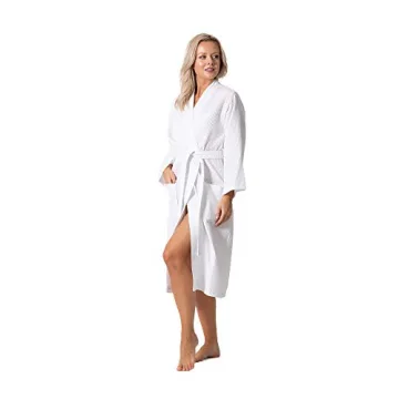 Turkish Linen Waffle Knit Lightweight Kimono Robe for Women